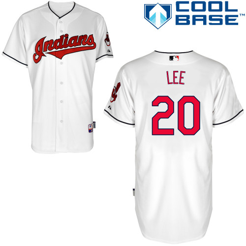 C-C Lee #20 MLB Jersey-Cleveland Indians Men's Authentic Home White Cool Base Baseball Jersey